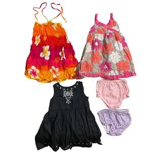 Carter’s Toddler Girl Dress size 18M Tropical Floral Dress Black Pink Bundle of5